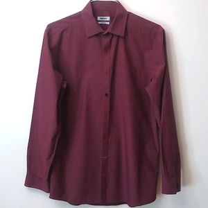 DKNY Slim Fit Dress Shirt, Burgundy, 15-1/2 / 34-35